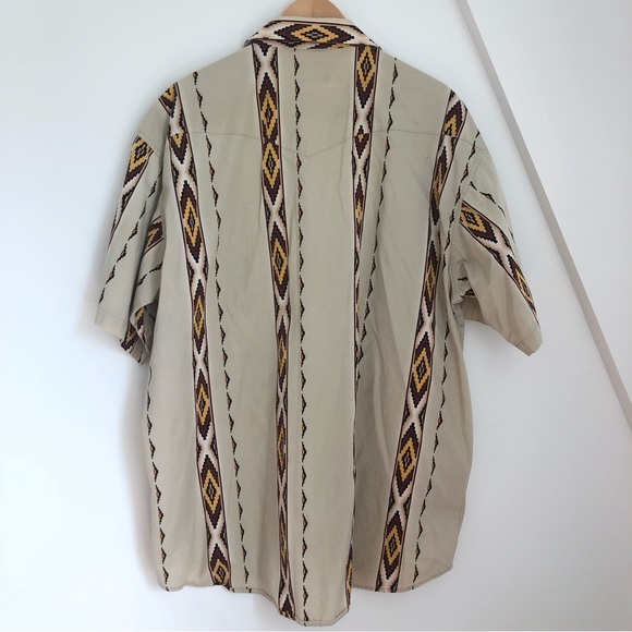 Wrangler Vintage Aztec Pearl Snap Button Up Western Short Sleeve Shirt 2XT - Picture 10 of 14
